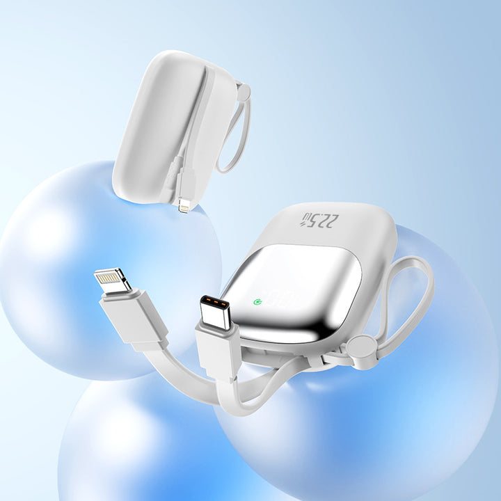 bærbar hurtiglade-powerbank med integrert kabel Skanto