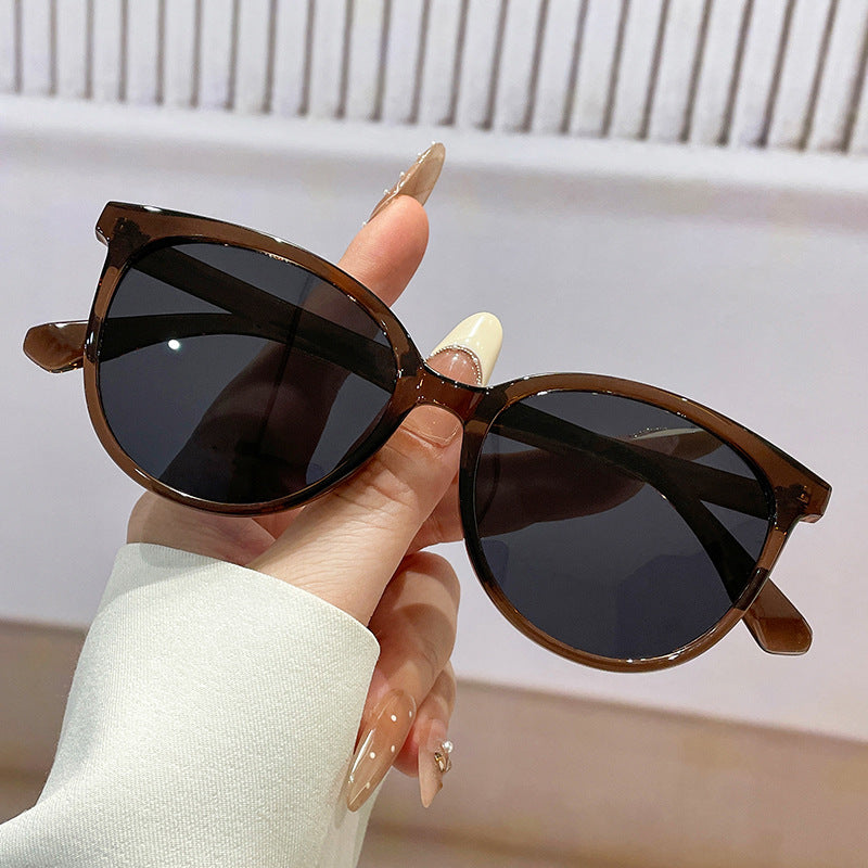 Dame Cat-Eye Solbriller med trendy leopardmønster og solid ramme Skanto