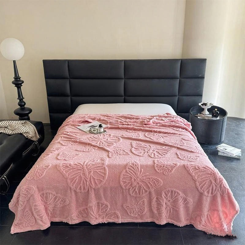 Damer Plysj Sengeteppe med strukturert design Skanto
