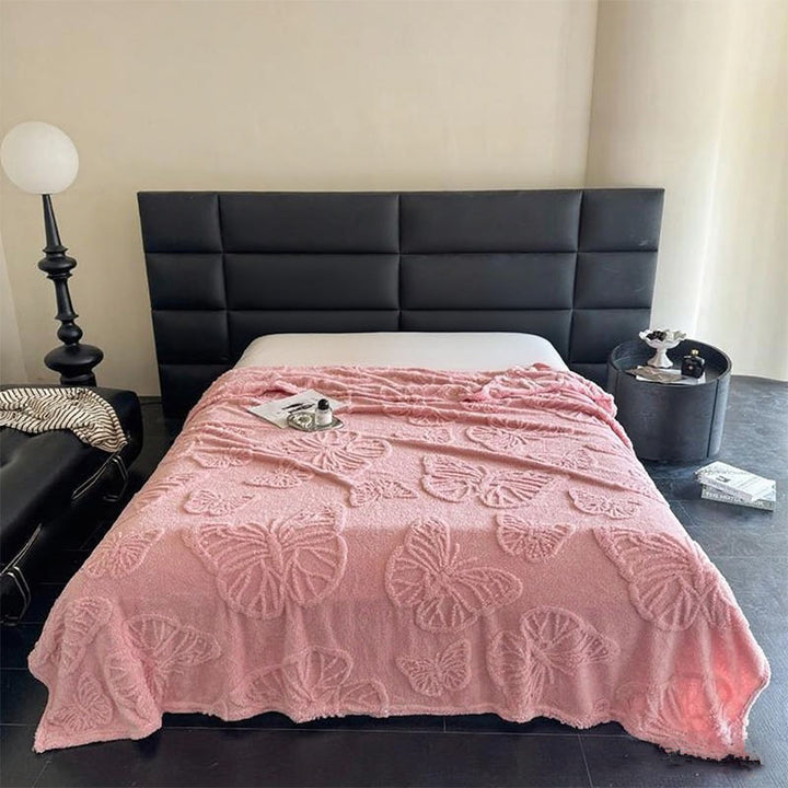 Damer Plysj Sengeteppe med strukturert design Skanto