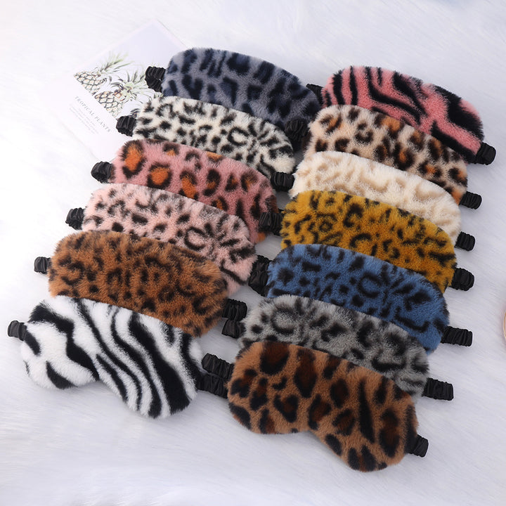 Dame nan luksuriøs kunstpels sovemaske med leopardmønster, ekstra myk polstring og elastisk komfortbånd Skanto