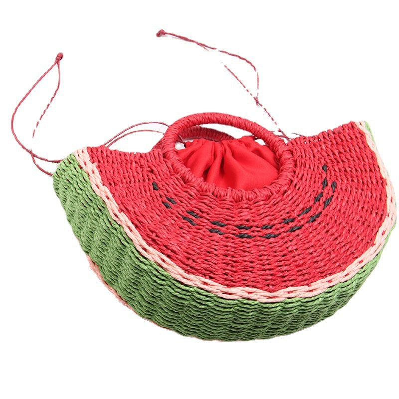 Håndlaget kurvveske i vannmelondesign Skanto