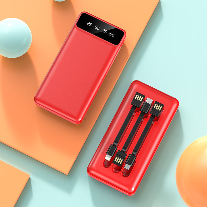 Bærbar powerbank med integrert multikabel og digital ladingsindikator Skanto