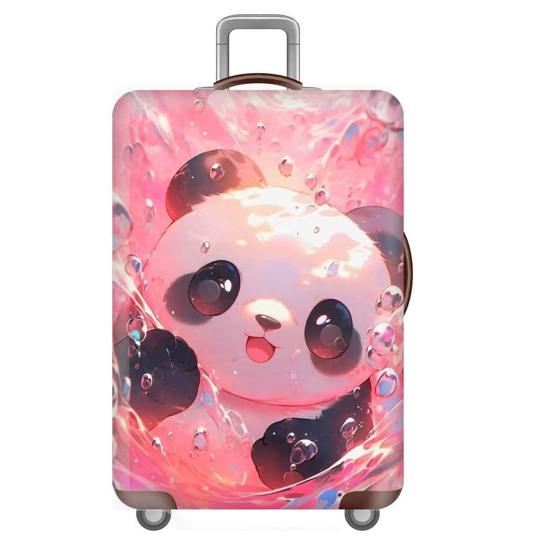 Unisex nan elastisk koffertrekk for hardplast trolley med søtt panda-motiv, elastisk beskyttelsestrekk med håndtak- og hjulåpninger Skanto