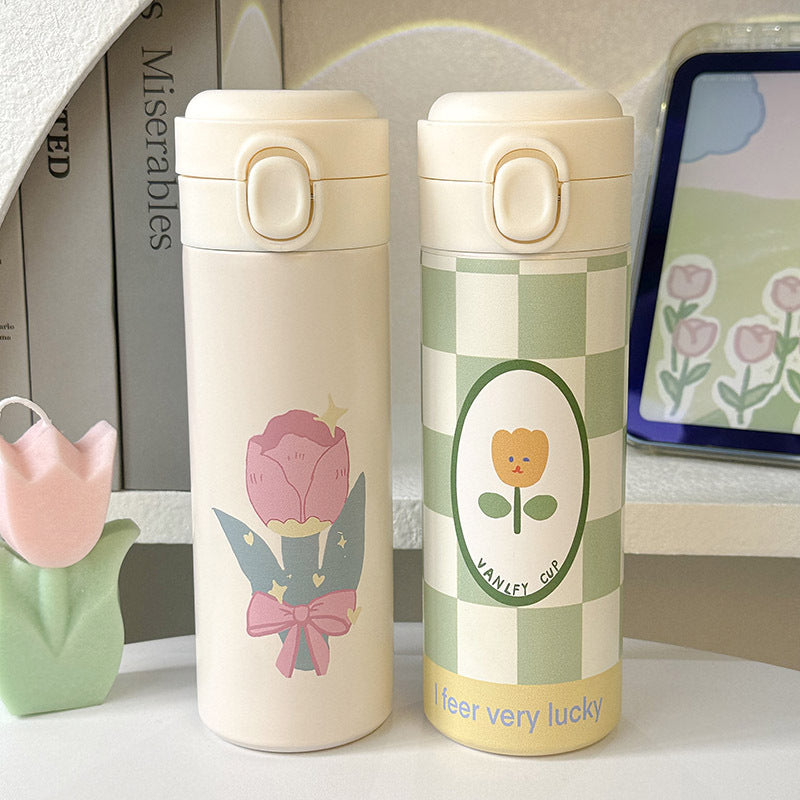 Dame isolert drikkeflaske med elegant blomsterdesign Skanto