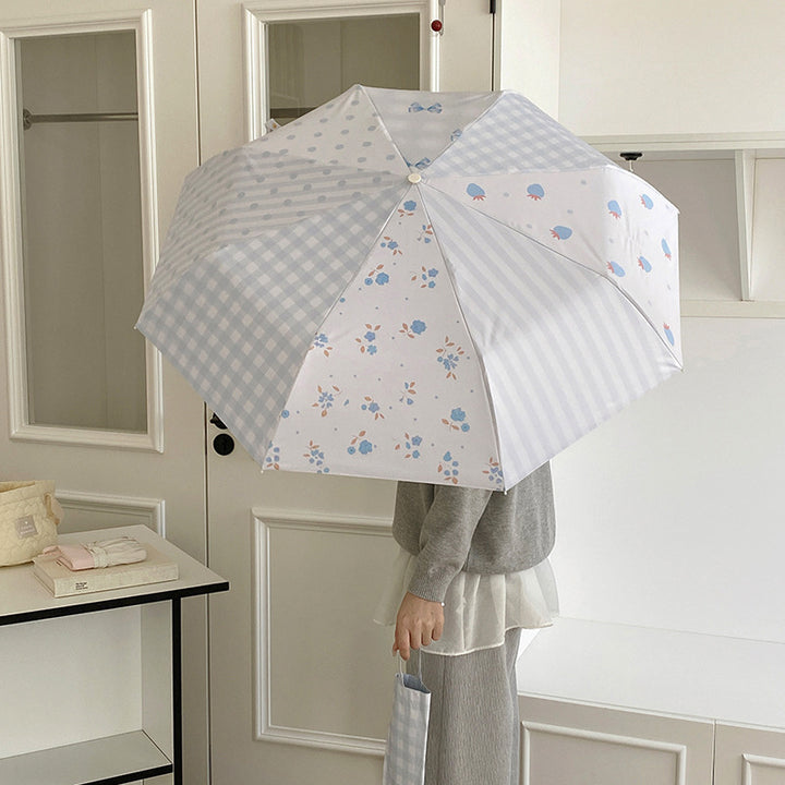 Damer elegant kompakt paraply med gingham-mønster Skanto
