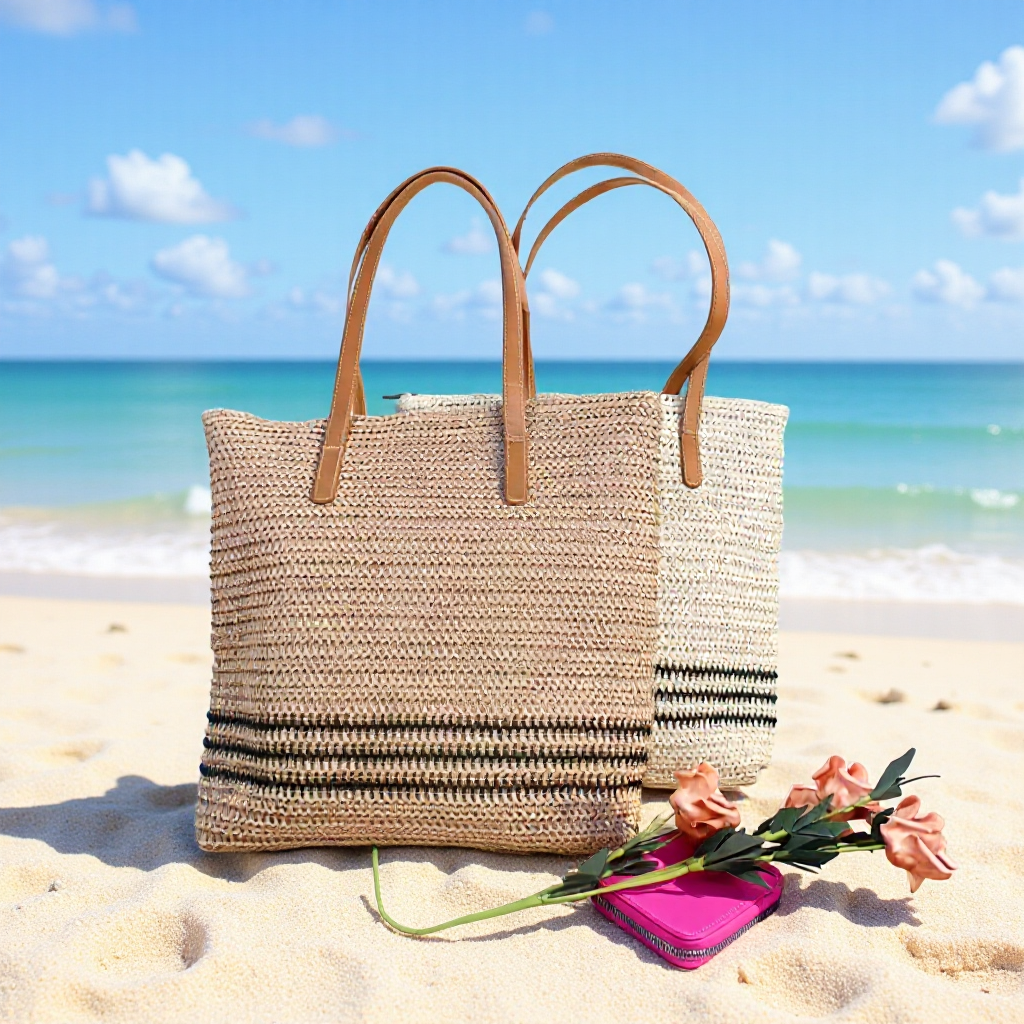 Oversized Strandveske i Flettet Materiale Skanto