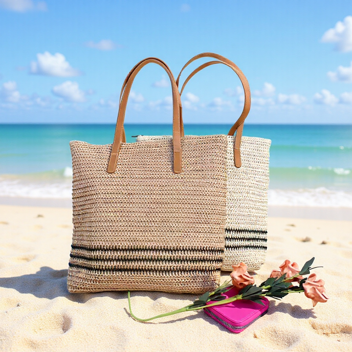 Oversized Strandveske i Flettet Materiale Skanto