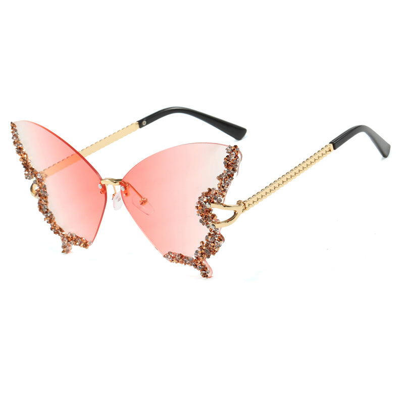 Dame stor Cat-Eye solbriller med glitrende strassdekorasjon og elegant ramme Skanto