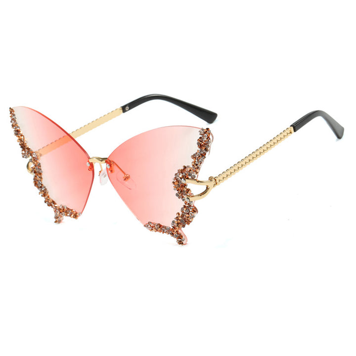 Dame stor Cat-Eye solbriller med glitrende strassdekorasjon og elegant ramme Skanto