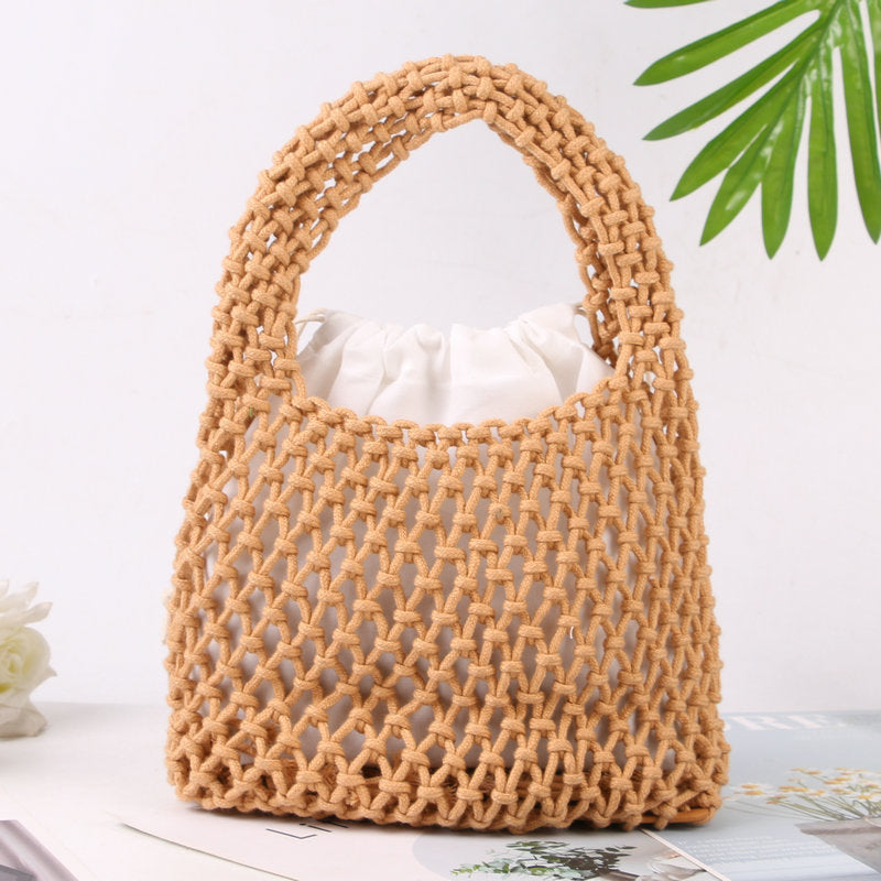 Håndknutet totebag i naturlig bomull Skanto