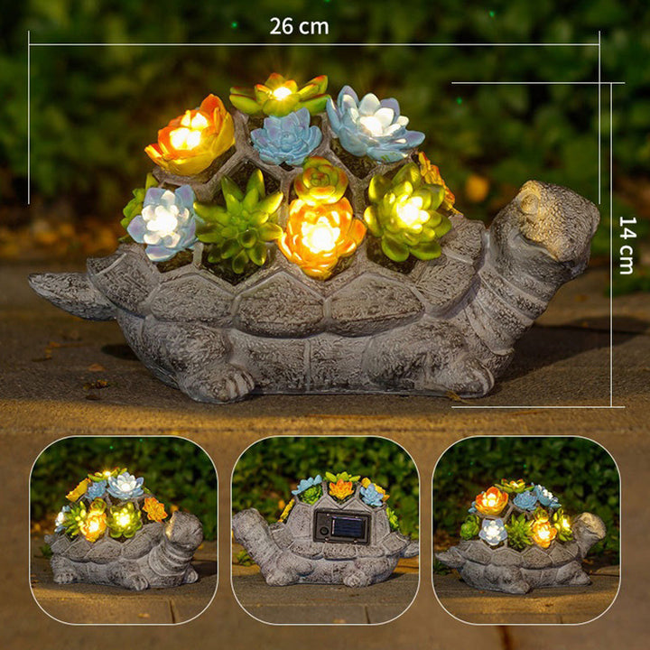 Solar Powered Succulent Turtle Planter Night Light Ornament Skanto