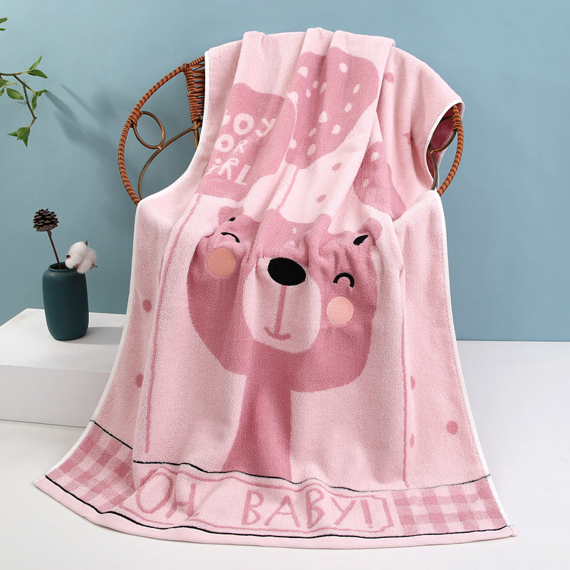 Cozy terry bath blanket with cute bear motif Skanto