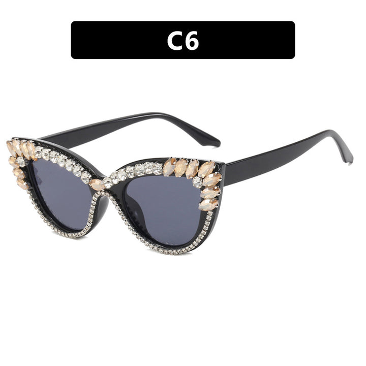 Damer ekstravagante Cat-Eye solbriller med glitrende rhinestones Skanto