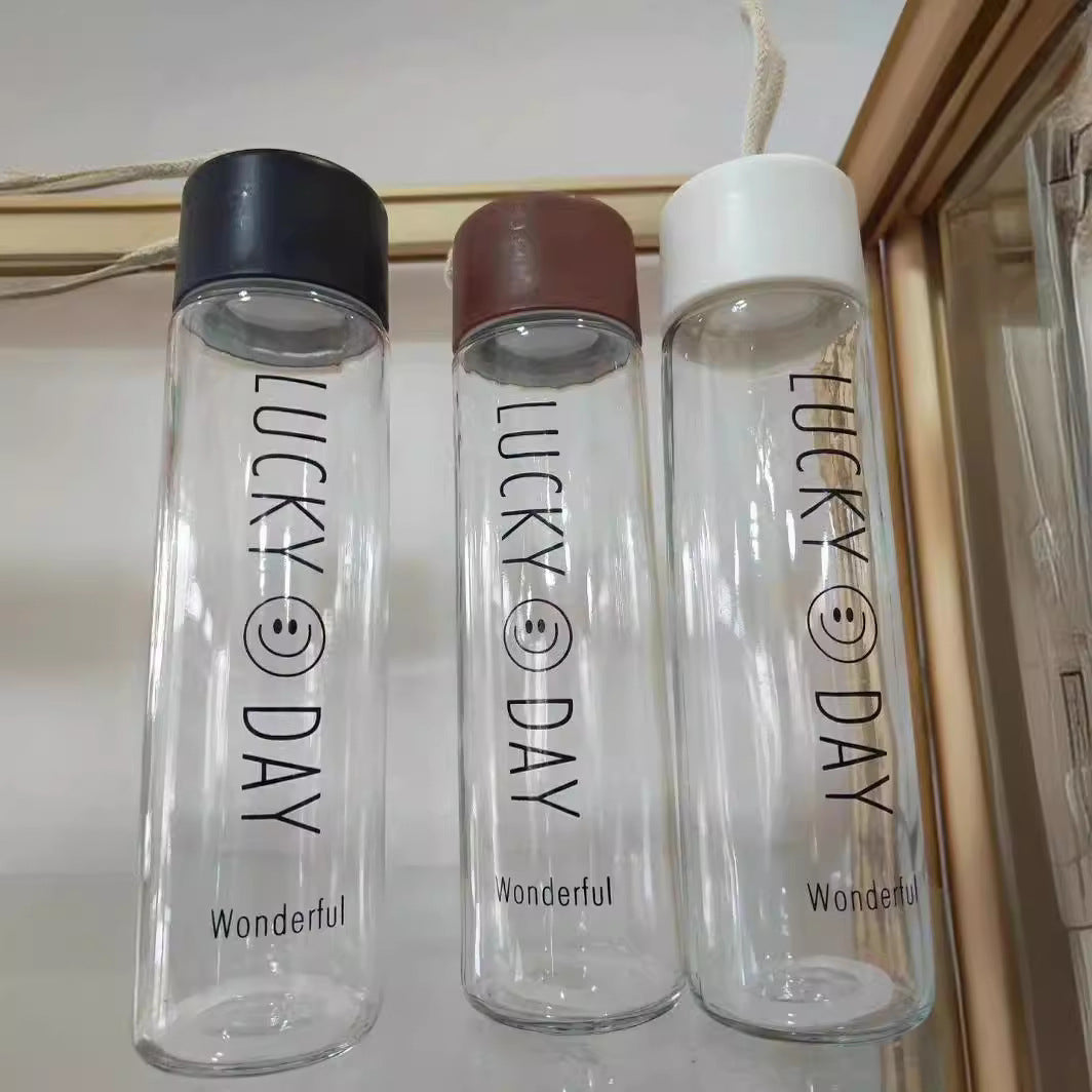 Damer Høy kvalitet Glass Drikkeflaske med Karabin Skanto