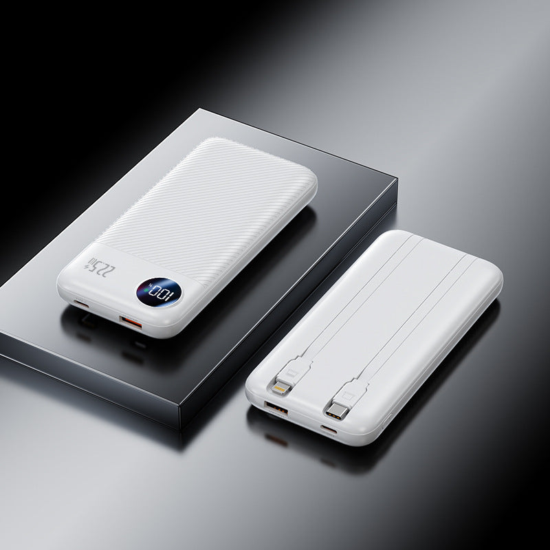Bærbar powerbank med innebygde ladekabler og digital skjerm Skanto