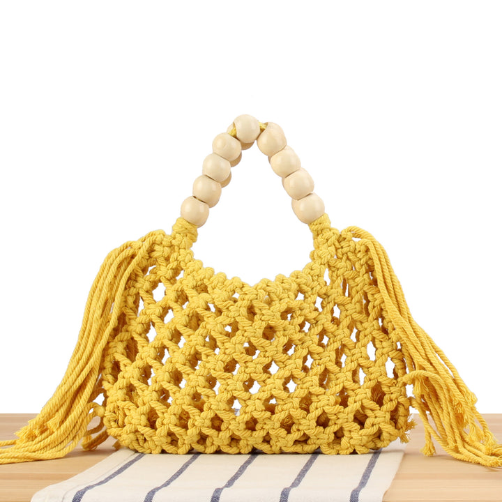 Macrame handbag with wooden handle Skanto