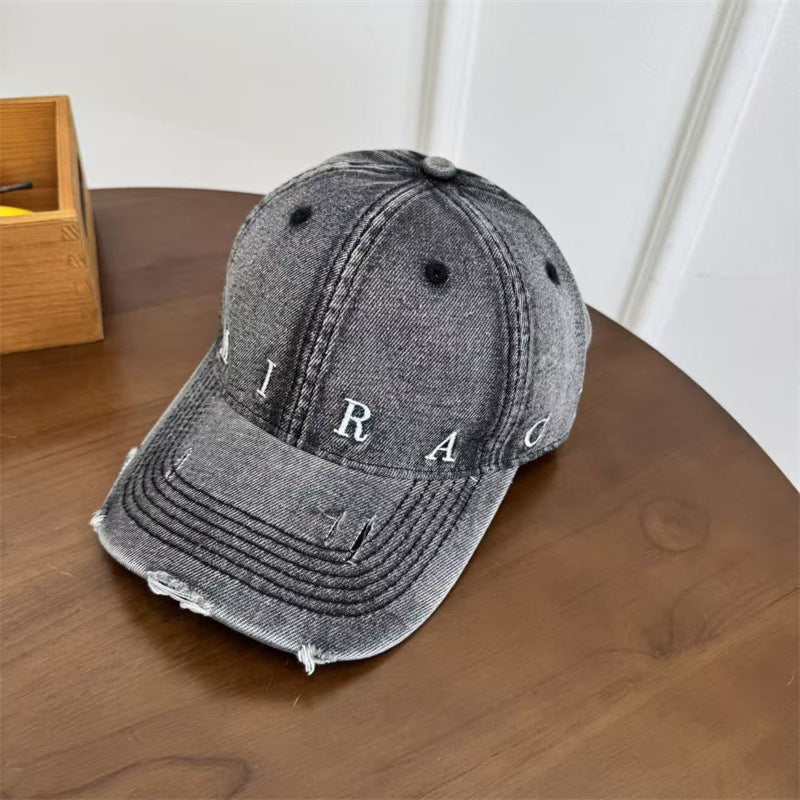 Kvinnes Slitt Denim Baseball Caps Skanto