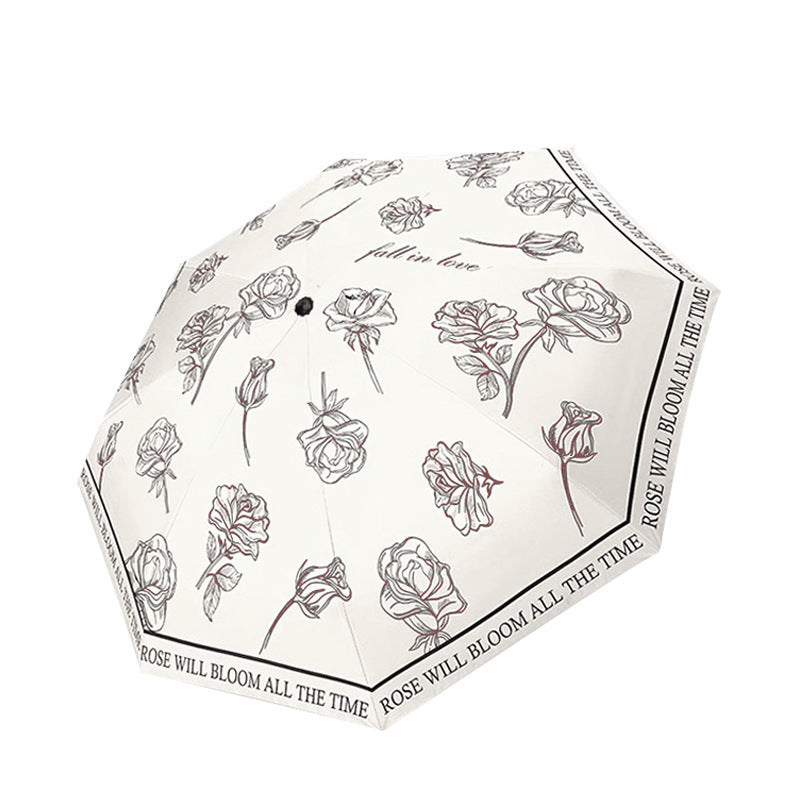 Kvinnenes sammenleggbare paraply med transparent blomsterdesign Skanto