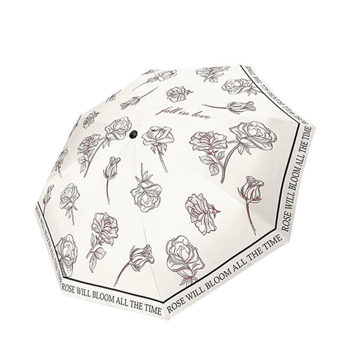 Kvinnenes sammenleggbare paraply med transparent blomsterdesign Skanto