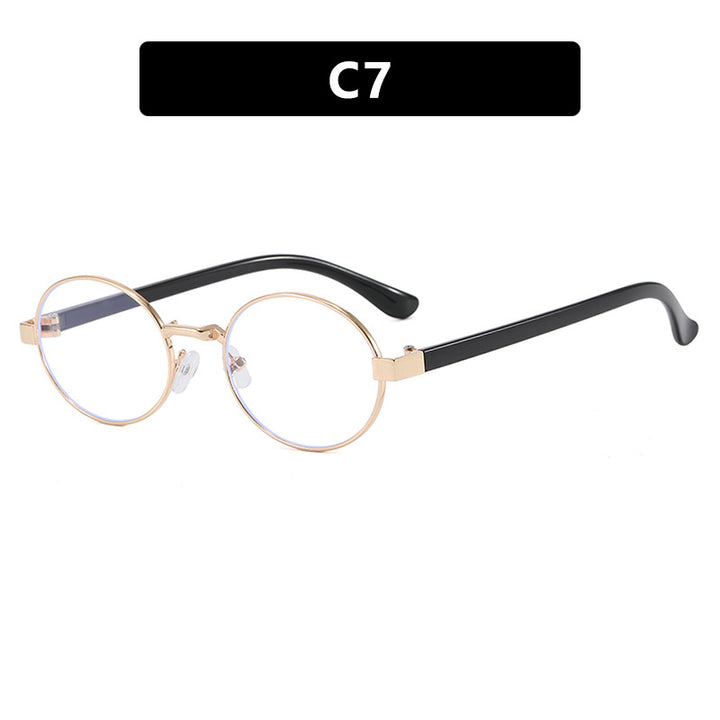 Dame rund brille med elegant metallramme og justerbare nesepads Skanto