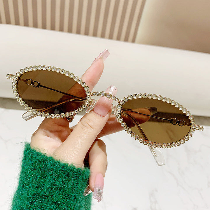 Damen Designer Brille ramme med ekstravagant perleinnramming Skanto