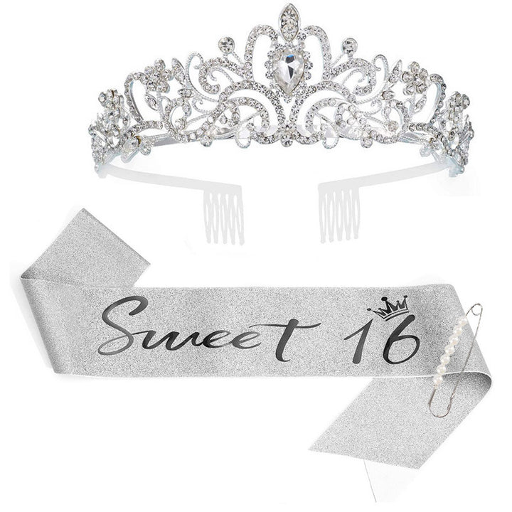 Dame Glamourøs Tiara med strassdekorert design Skanto