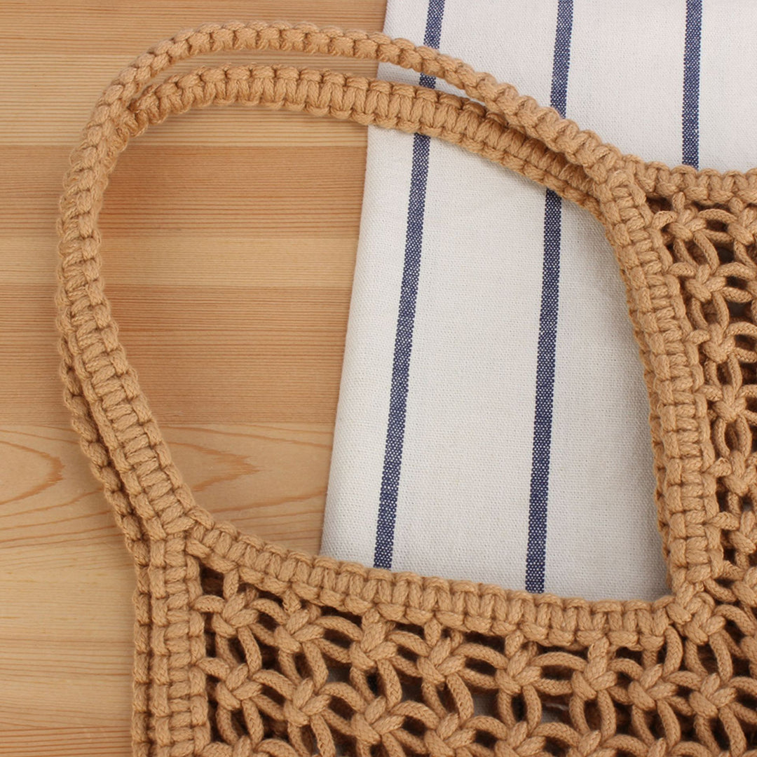 Hand-knotted tote bag with fringe Skanto