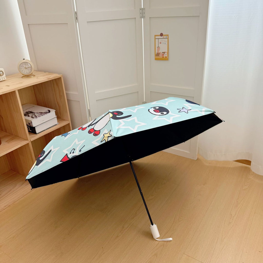 Dame sammenleggbar paraply med leken pingvin-design Skanto