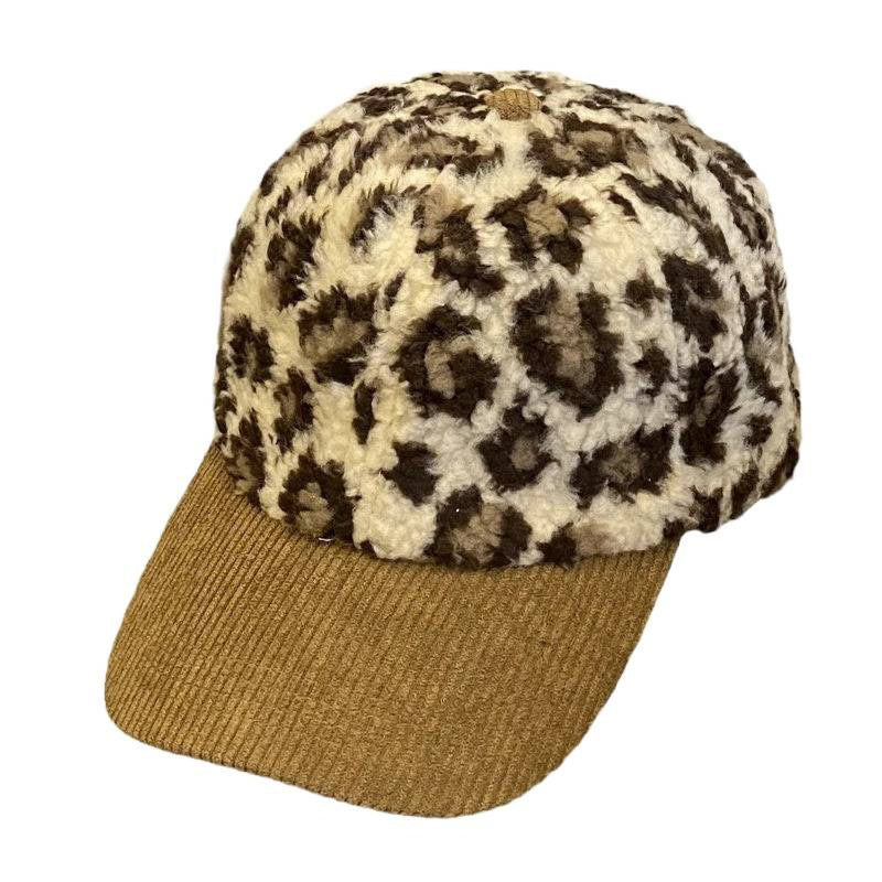 Kvinnens Leopardmønstret Fleece Baseball Caps Skanto