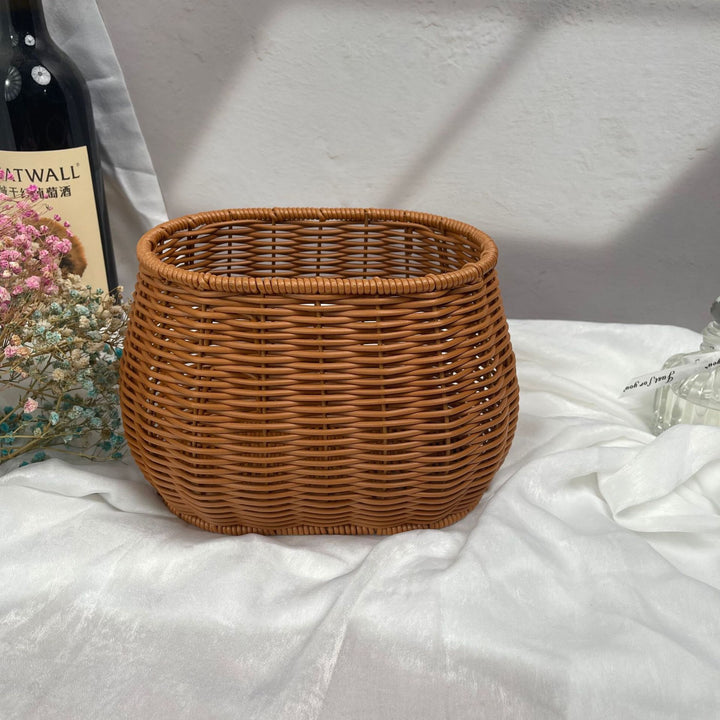 Dame stilige Rattan-beholder med perlehåndtak Skanto