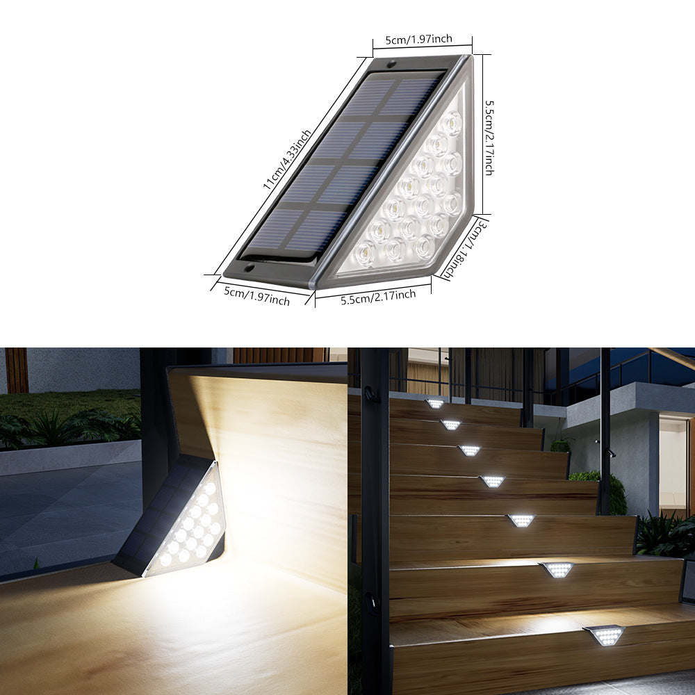 Triangulær soldrevet LED hjørnestepplampe Skanto