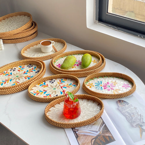 Dame Elegant Serveringsfat-set laget av håndvevd naturmateriale Skanto