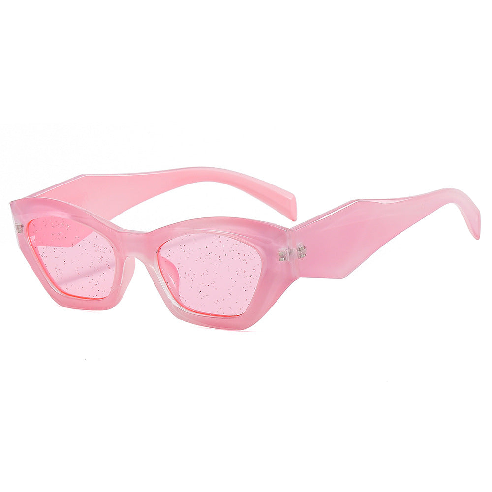 Dame geometrisk designer solbrille med glitrende ramme Skanto