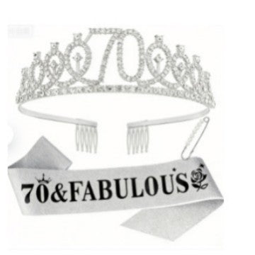 Damer Glitrende bursdags tiara sett med sashes Skanto