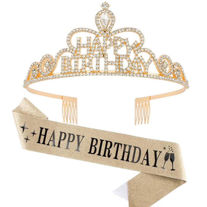 Dame Funkenkrone med "Happy Birthday" skrift Skanto