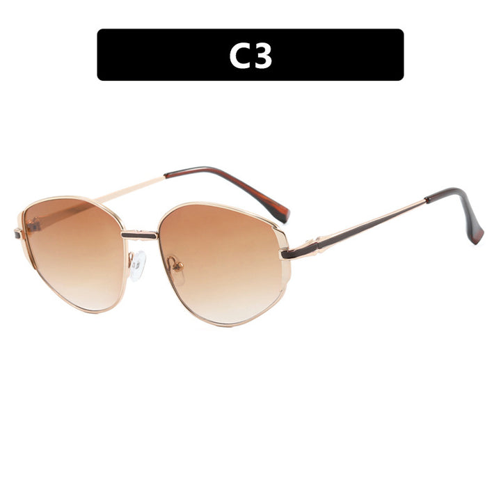 Dame moderne geometrisk solbrille med stilfull metallramme Skanto
