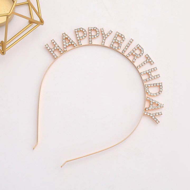 Damer Glitrende Hårbånd med "Happy Birthday"-påskrift Skanto