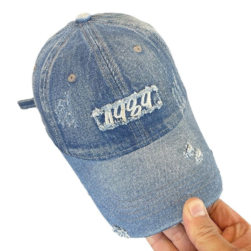 Kvinne Slitt Denim Baseball Caps Skanto 1784188483