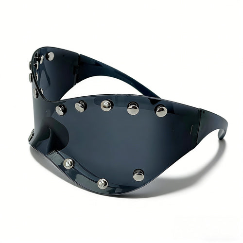 Damer futuristisk designer-solbrille med dekorative metalldetaljer Skanto