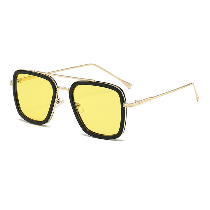 Dame moteristisk kvadratisk solbrille med glamorøs metallramme Skanto