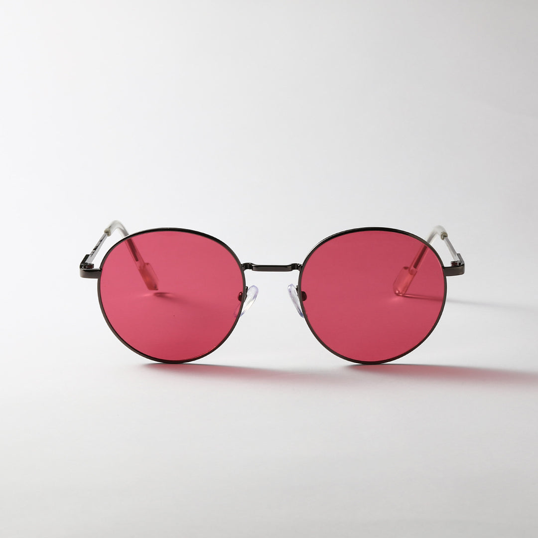 Dame rund solbrille med luksuriøs metallramme og UV-beskyttelse Skanto