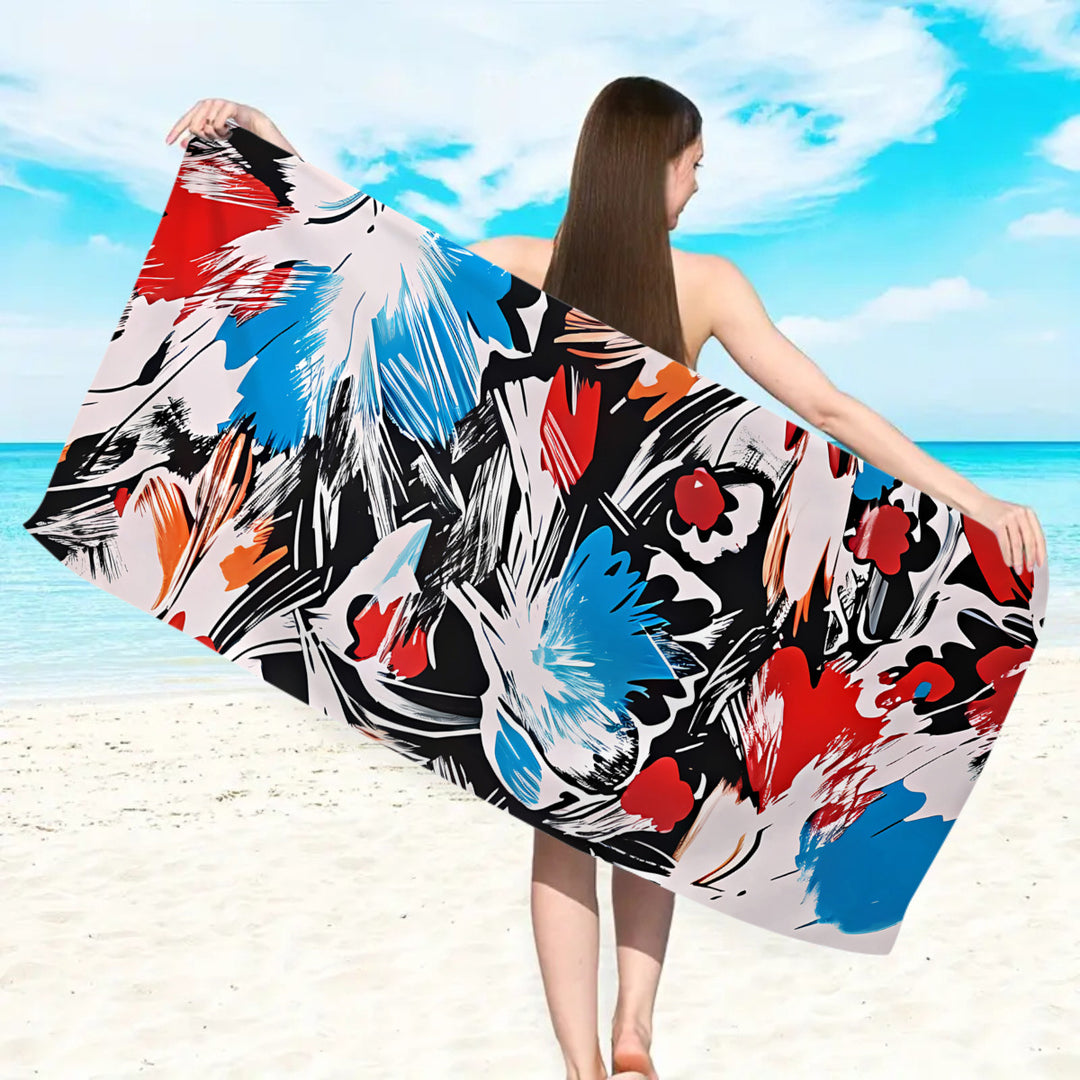 Strandhåndkle med floral akvarelldesign Skanto