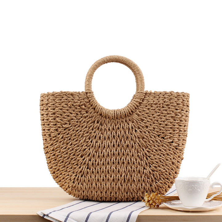 Tote Bag in Sturdy Woven Material with Modern Circle Design Skanto