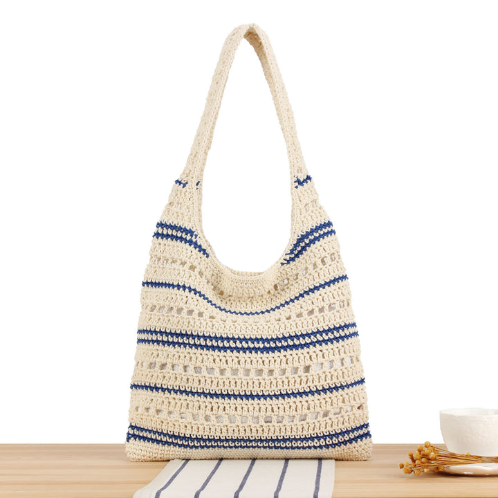 Flettet makramee crossbody veske med moderne striper Skanto