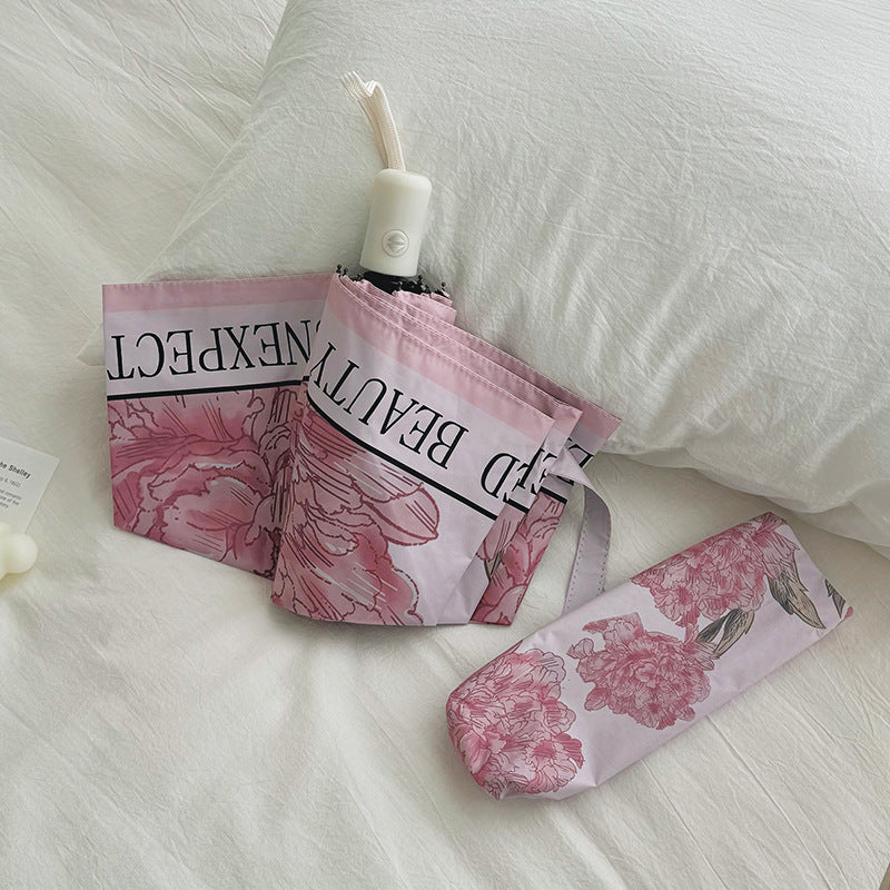 Dame kompakt paraply med blomstermotiv Skanto