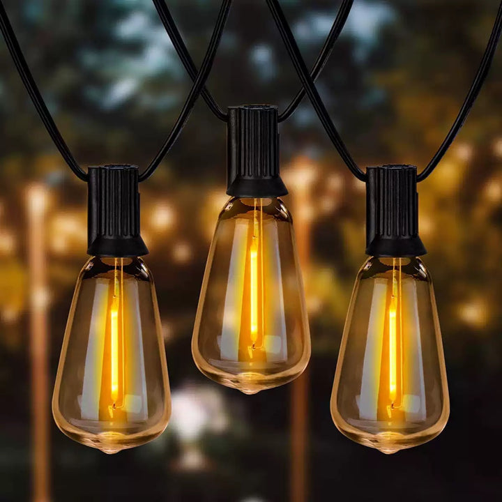 Outdoor Vintage Filament LED String Lights with Shatterproof Teardrop Bulbs and Heavy-Duty Weatherproof Cords Skanto