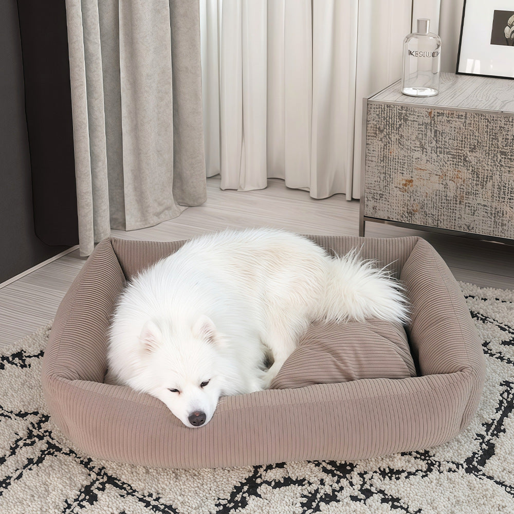 Deluxe ribbet hundeseng