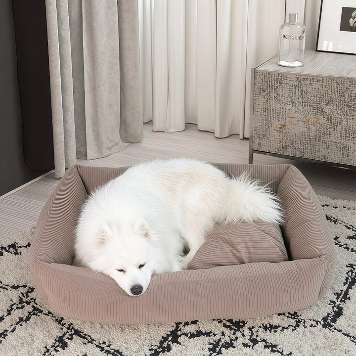 Deluxe ribbet hundeseng