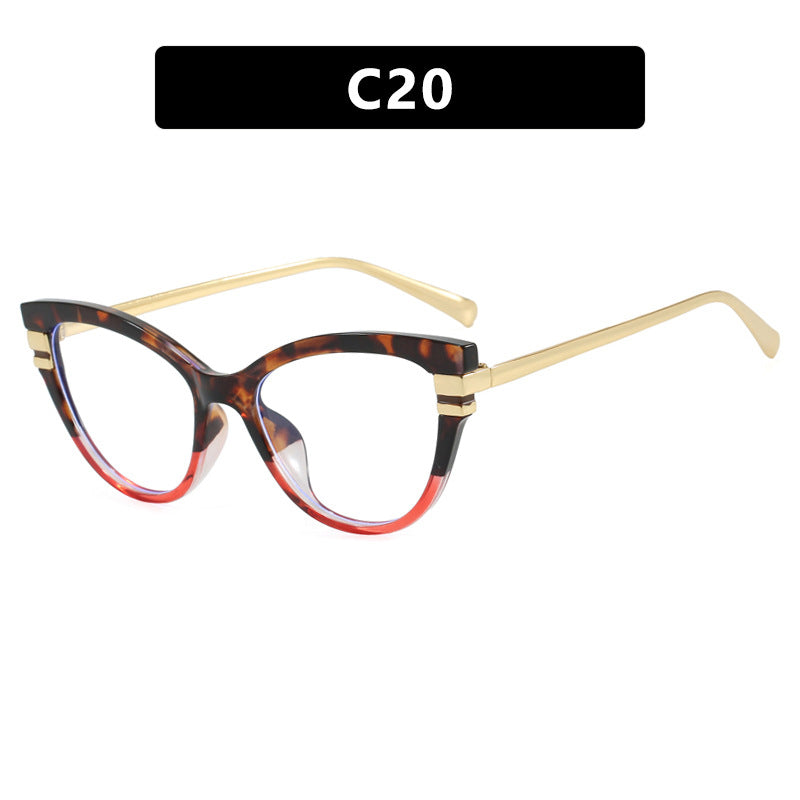 Dame Cat-Eye solbriller med elegant plastramme og gullaccentuer Skanto
